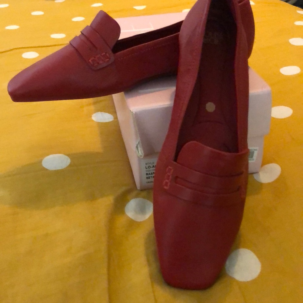 Womens flats in a soft red leather